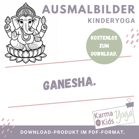 Kinderyoga-Ausmalbild mit Ganesha als Malvorlage